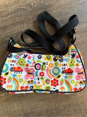 LESPORTSAC Floral Butterflies Rainbow Ladybug Shoulder / Crossbody Bag Purse